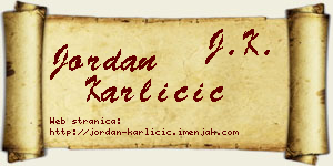 Jordan Karličić vizit kartica